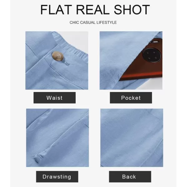 JMIERR Mens Casual Linen Pants Loose Fit Straight Legs Elastic Waist Trousers Summer Beach Yoga