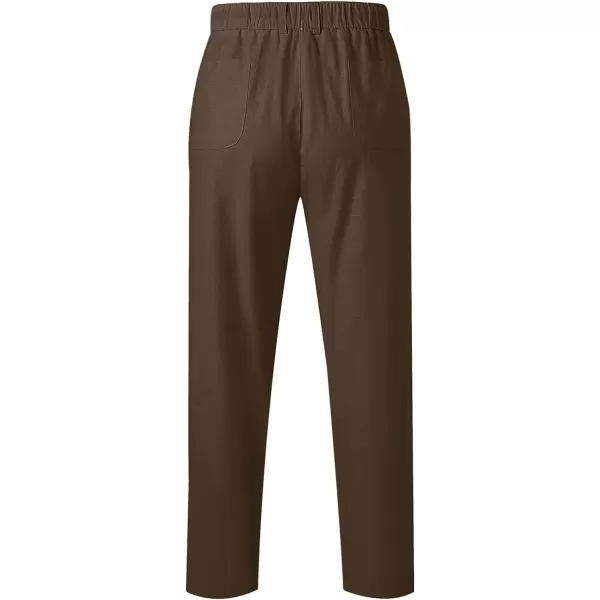 JMIERR Mens Casual Linen Pants Loose Fit Straight Legs Elastic Waist Trousers Summer Beach Yoga