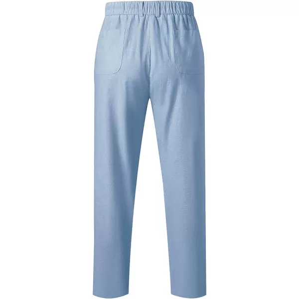 JMIERR Mens Casual Linen Pants Loose Fit Straight Legs Elastic Waist Trousers Summer Beach Yoga