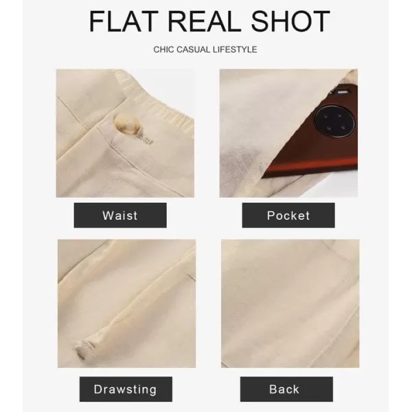 JMIERR Mens Casual Linen Pants Loose Fit Straight Legs Elastic Waist Trousers Summer Beach Yoga
