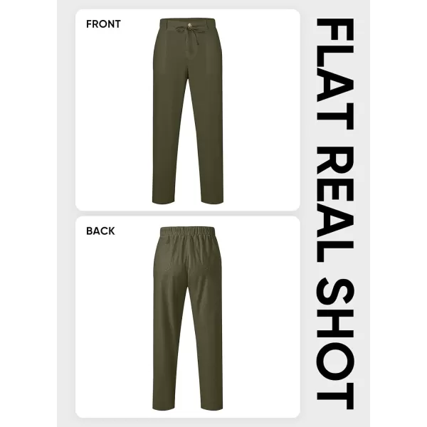JMIERR Mens Casual Linen Pants Loose Fit Straight Legs Elastic Waist Trousers Summer Beach Yoga