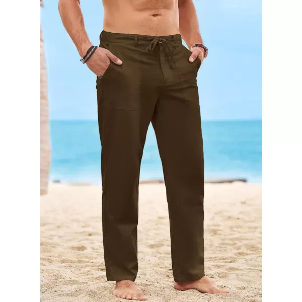 JMIERR Mens Casual Linen Pants Loose Fit Straight Legs Elastic Waist Trousers Summer Beach Yoga