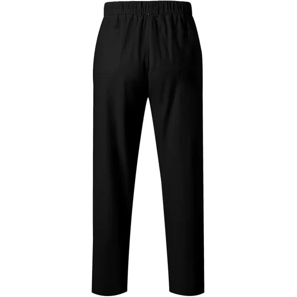 JMIERR Mens Casual Linen Pants Loose Fit Straight Legs Elastic Waist Trousers Summer Beach Yoga