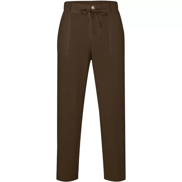 JMIERR Mens Casual Linen Pants Loose Fit Straight Legs Elastic Waist Trousers Summer Beach Yoga