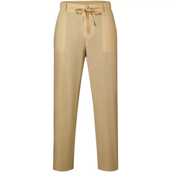 JMIERR Mens Casual Linen Pants Loose Fit Straight Legs Elastic Waist Trousers Summer Beach Yoga