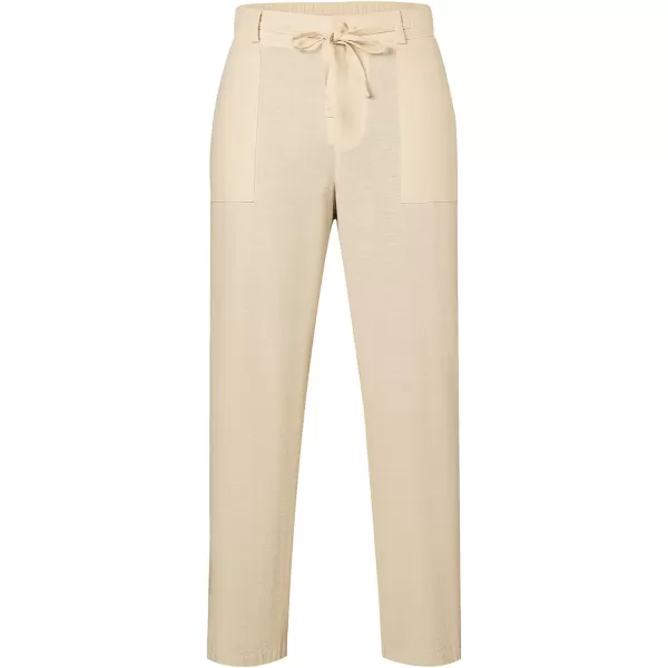 JMIERR Mens Casual Linen Pants Loose Fit Straight Legs Elastic Waist Trousers Summer Beach Yoga