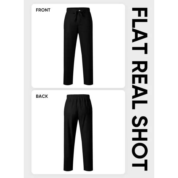 JMIERR Mens Casual Linen Pants Loose Fit Straight Legs Elastic Waist Trousers Summer Beach Yoga