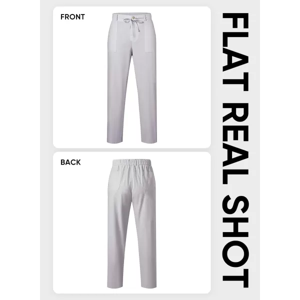 JMIERR Mens Casual Linen Pants Loose Fit Straight Legs Elastic Waist Trousers Summer Beach Yoga
