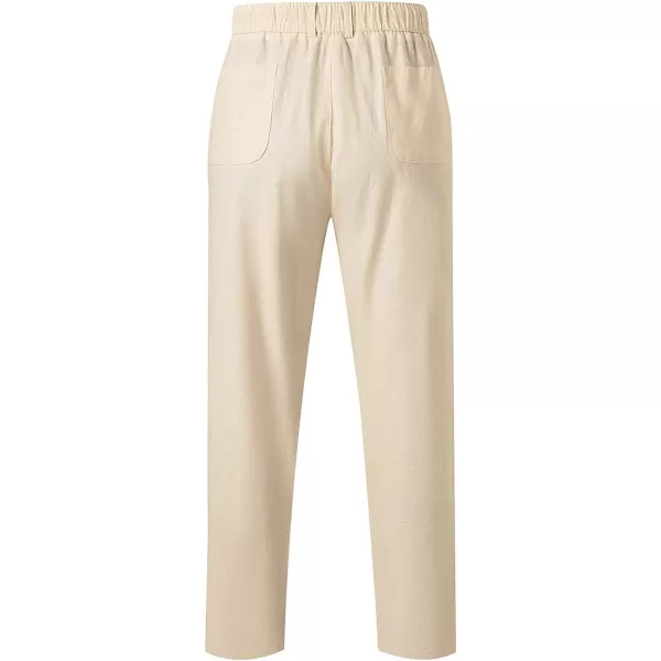 JMIERR Mens Casual Linen Pants Loose Fit Straight Legs Elastic Waist Trousers Summer Beach Yoga