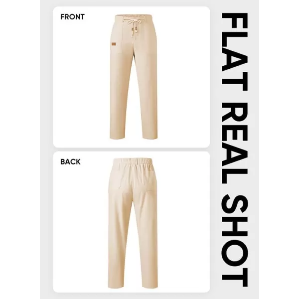 JMIERR Mens Casual Linen Pants Loose Fit Straight Legs Elastic Waist Trousers Summer Beach Yoga