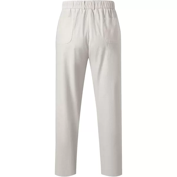 JMIERR Mens Casual Linen Pants Loose Fit Straight Legs Elastic Waist Trousers Summer Beach Yoga