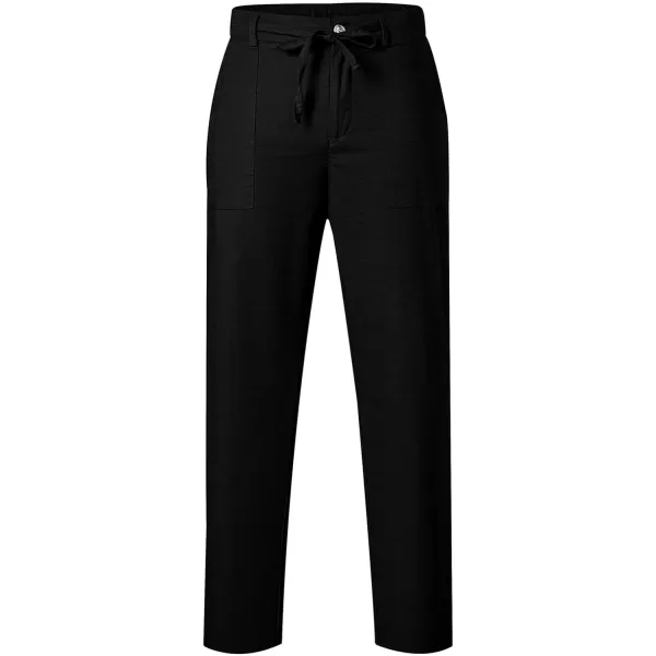 JMIERR Mens Casual Linen Pants Loose Fit Straight Legs Elastic Waist Trousers Summer Beach Yoga