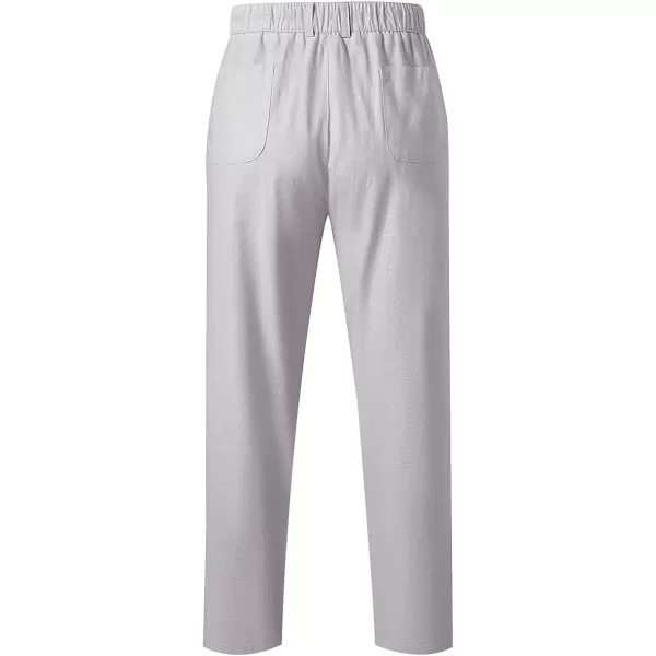JMIERR Mens Casual Linen Pants Loose Fit Straight Legs Elastic Waist Trousers Summer Beach Yoga