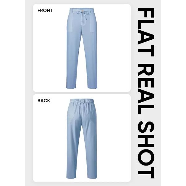 JMIERR Mens Casual Linen Pants Loose Fit Straight Legs Elastic Waist Trousers Summer Beach Yoga