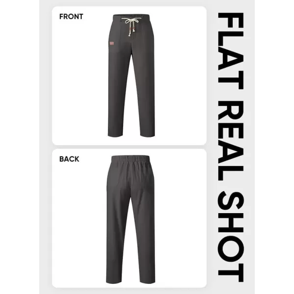 JMIERR Mens Casual Linen Pants Loose Fit Straight Legs Elastic Waist Trousers Summer Beach Yoga
