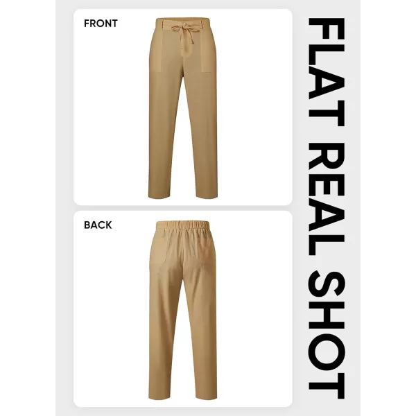 JMIERR Mens Casual Linen Pants Loose Fit Straight Legs Elastic Waist Trousers Summer Beach Yoga