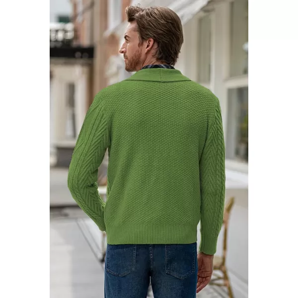 JMIERR Men's Casual Long Sleeve Shawl Collar Buttons Down Cable Knit Cardigan Sweater with Pockets