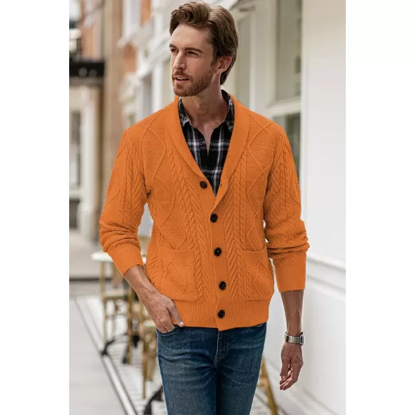 JMIERR Men's Casual Long Sleeve Shawl Collar Buttons Down Cable Knit Cardigan Sweater with Pockets
