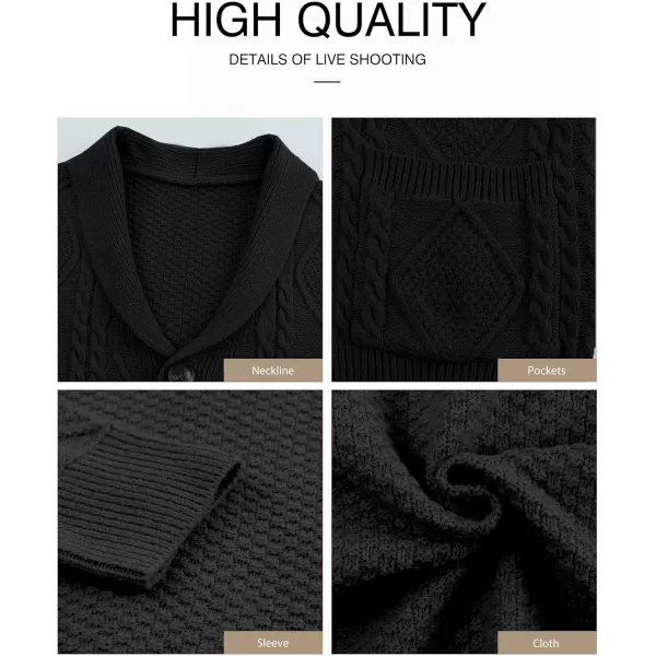 JMIERR Men's Casual Long Sleeve Shawl Collar Buttons Down Cable Knit Cardigan Sweater with Pockets