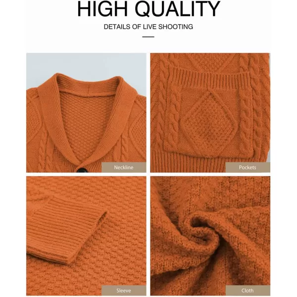 JMIERR Men's Casual Long Sleeve Shawl Collar Buttons Down Cable Knit Cardigan Sweater with Pockets