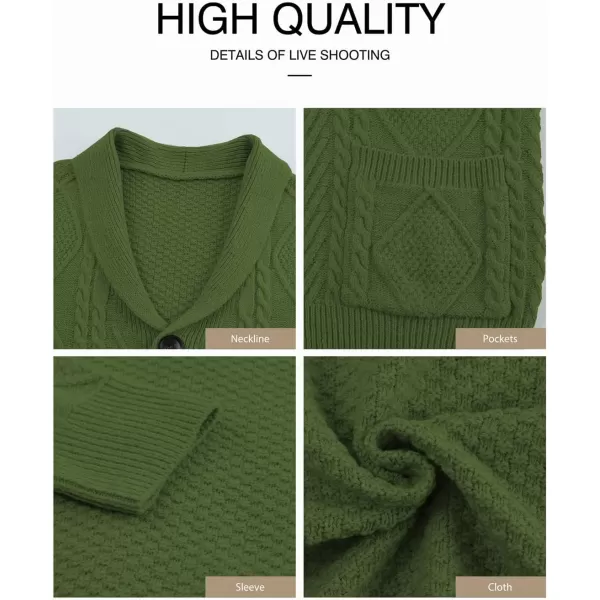 JMIERR Men's Casual Long Sleeve Shawl Collar Buttons Down Cable Knit Cardigan Sweater with Pockets