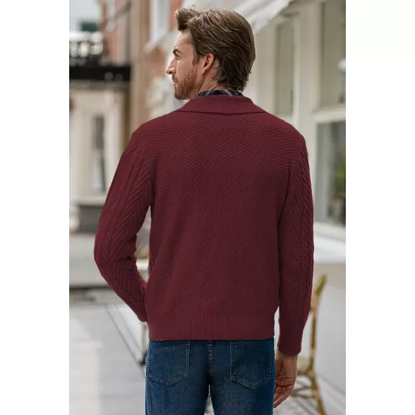 JMIERR Men's Casual Long Sleeve Shawl Collar Buttons Down Cable Knit Cardigan Sweater with Pockets