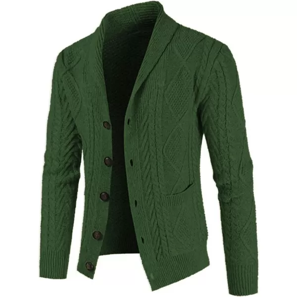 JMIERR Men's Casual Long Sleeve Shawl Collar Buttons Down Cable Knit Cardigan Sweater with Pockets