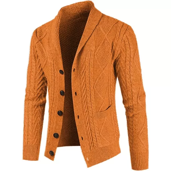 JMIERR Men's Casual Long Sleeve Shawl Collar Buttons Down Cable Knit Cardigan Sweater with Pockets