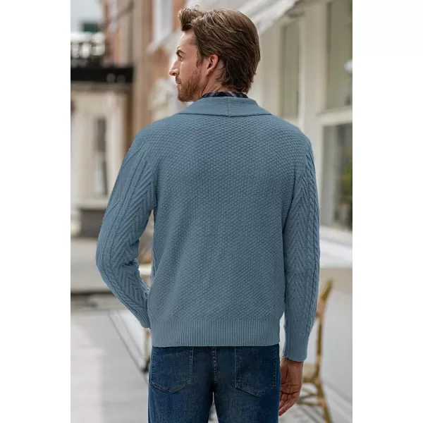 JMIERR Men's Casual Long Sleeve Shawl Collar Buttons Down Cable Knit Cardigan Sweater with Pockets