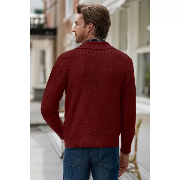 JMIERR Men's Casual Long Sleeve Shawl Collar Buttons Down Cable Knit Cardigan Sweater with Pockets