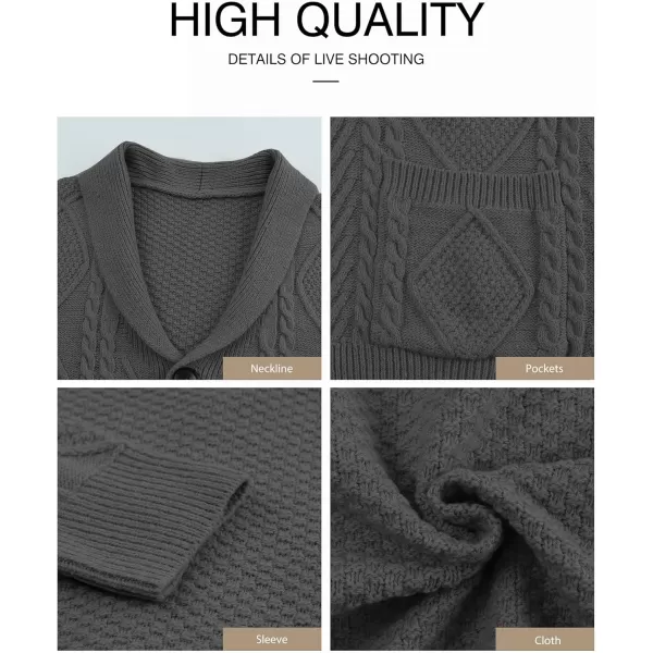 JMIERR Men's Casual Long Sleeve Shawl Collar Buttons Down Cable Knit Cardigan Sweater with Pockets