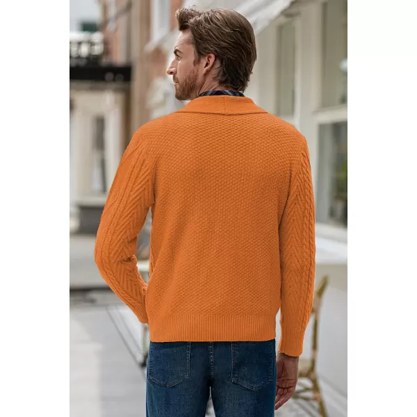 JMIERR Men's Casual Long Sleeve Shawl Collar Buttons Down Cable Knit Cardigan Sweater with Pockets
