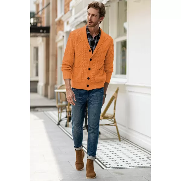 JMIERR Men's Casual Long Sleeve Shawl Collar Buttons Down Cable Knit Cardigan Sweater with Pockets