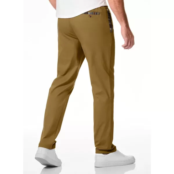 JMIERR Men's Casual Pants Cotton Twill Elastic Drawstring Waist Tapered Chino Pants with Pockets
