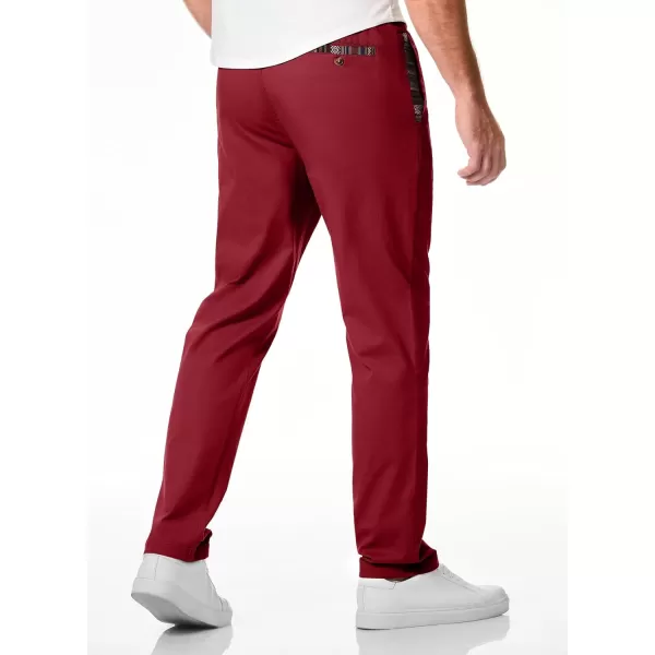JMIERR Men's Casual Pants Cotton Twill Elastic Drawstring Waist Tapered Chino Pants with Pockets