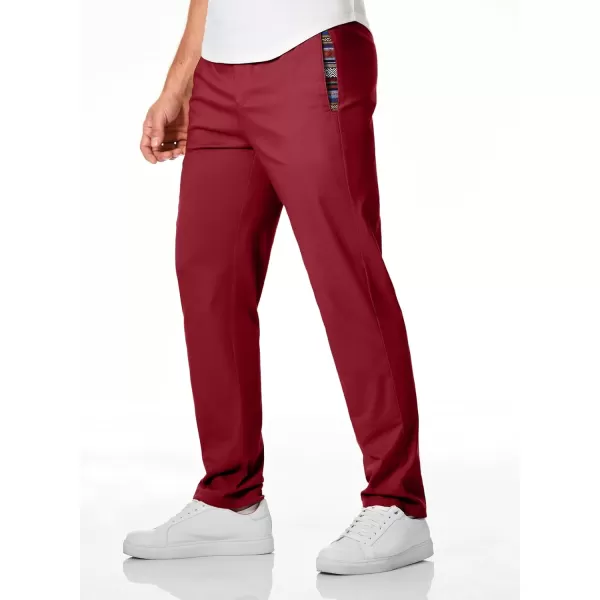 JMIERR Men's Casual Pants Cotton Twill Elastic Drawstring Waist Tapered Chino Pants with Pockets