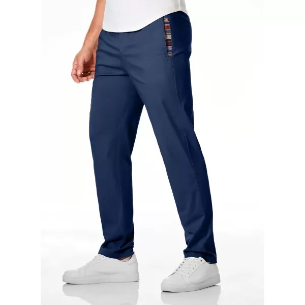 JMIERR Men's Casual Pants Cotton Twill Elastic Drawstring Waist Tapered Chino Pants with Pockets