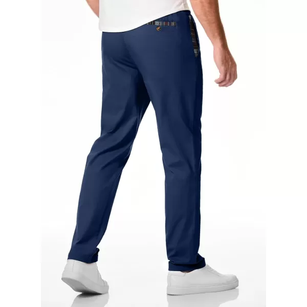 JMIERR Men's Casual Pants Cotton Twill Elastic Drawstring Waist Tapered Chino Pants with Pockets