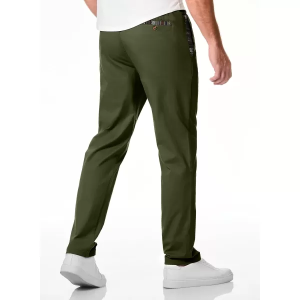 JMIERR Men's Casual Pants Cotton Twill Elastic Drawstring Waist Tapered Chino Pants with Pockets