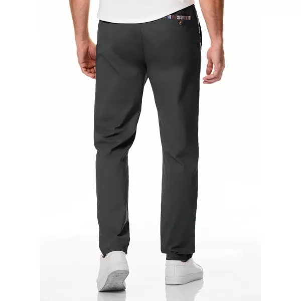 JMIERR Men's Casual Pants Cotton Twill Elastic Drawstring Waist Tapered Chino Pants with Pockets