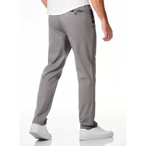 JMIERR Men's Casual Pants Cotton Twill Elastic Drawstring Waist Tapered Chino Pants with Pockets