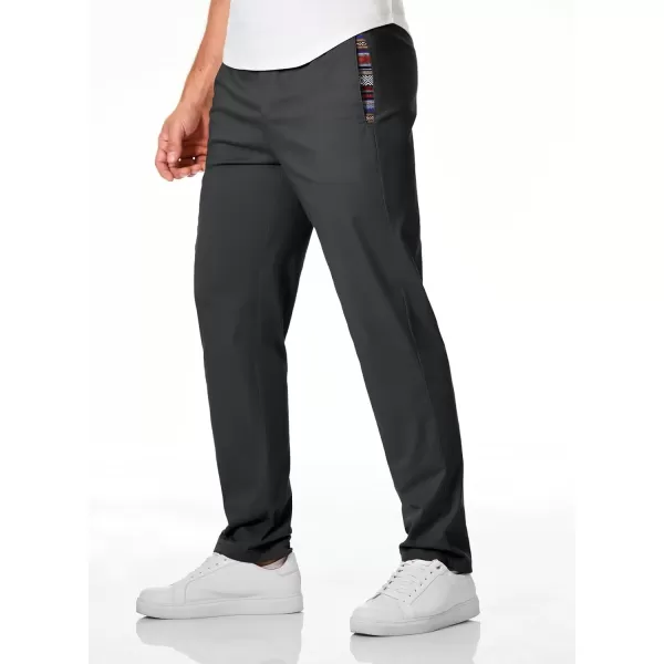 JMIERR Men's Casual Pants Cotton Twill Elastic Drawstring Waist Tapered Chino Pants with Pockets