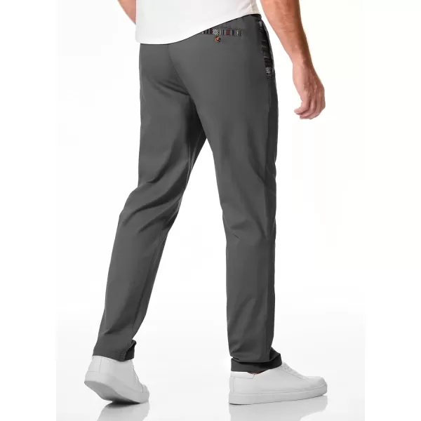 JMIERR Men's Casual Pants Cotton Twill Elastic Drawstring Waist Tapered Chino Pants with Pockets