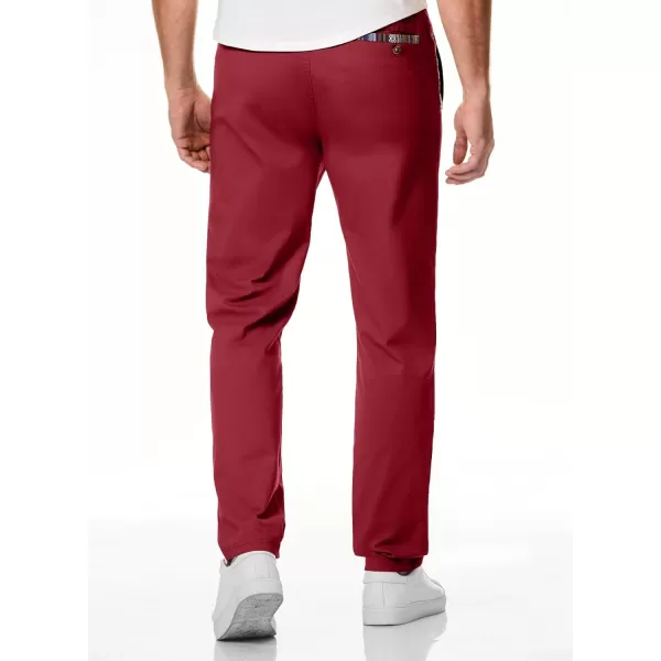 JMIERR Men's Casual Pants Cotton Twill Elastic Drawstring Waist Tapered Chino Pants with Pockets