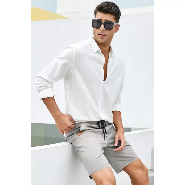 JMIERR Mens Casual Shorts - Cotton Drawstring Summer Beach Stretch Twill Chino Golf Shorts