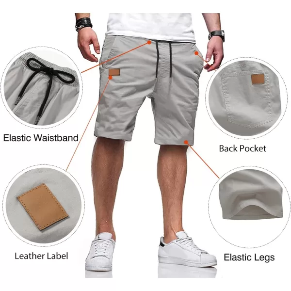 JMIERR Mens Casual Shorts - Cotton Drawstring Summer Beach Stretch Twill Chino Golf Shorts