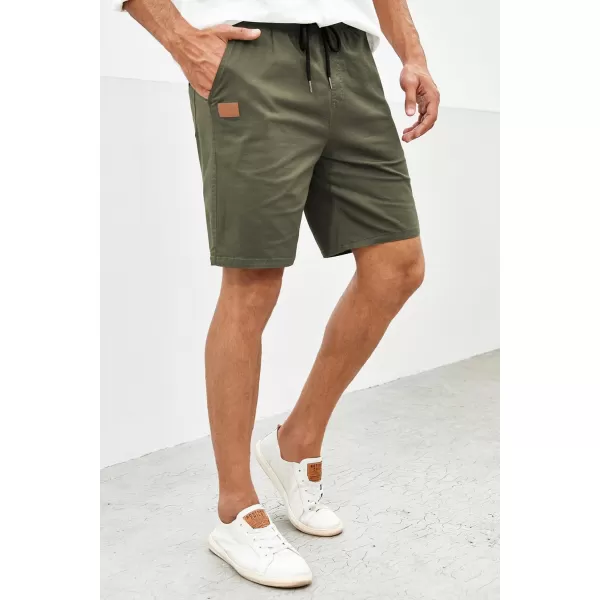 JMIERR Mens Casual Shorts - Cotton Drawstring Summer Beach Stretch Twill Chino Golf Shorts