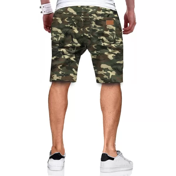 JMIERR Mens Casual Shorts - Cotton Drawstring Summer Beach Stretch Twill Chino Golf Shorts