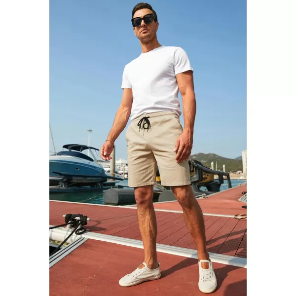 JMIERR Mens Casual Shorts - Cotton Drawstring Summer Beach Stretch Twill Chino Golf Shorts