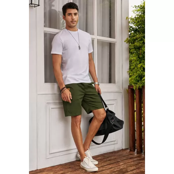 JMIERR Mens Casual Shorts - Cotton Drawstring Summer Beach Stretch Twill Chino Golf Shorts